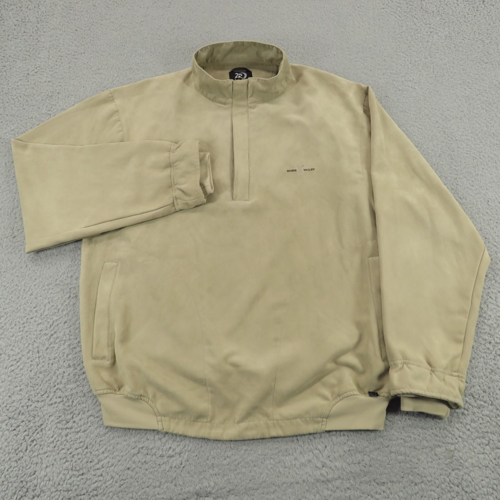 Zero Restriction Mens XL Micro Suede Quarter Zip Windshirt Golf Pullover Beige